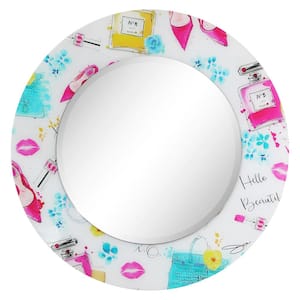 36 in. x 36 in. Beautiful Round Framed Printed Tempered Art Glass Beveled Accent Mirror