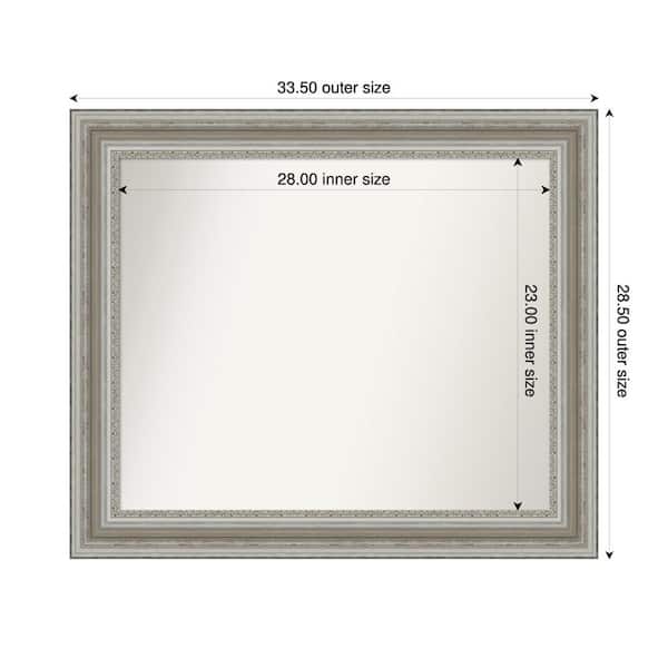 Amanti Art Parlor Silver 33.5 in. x 28.5 in. Custom Non-Beveled Recycled Polystyrene Framed Bathroom Vanity Wall Mirror