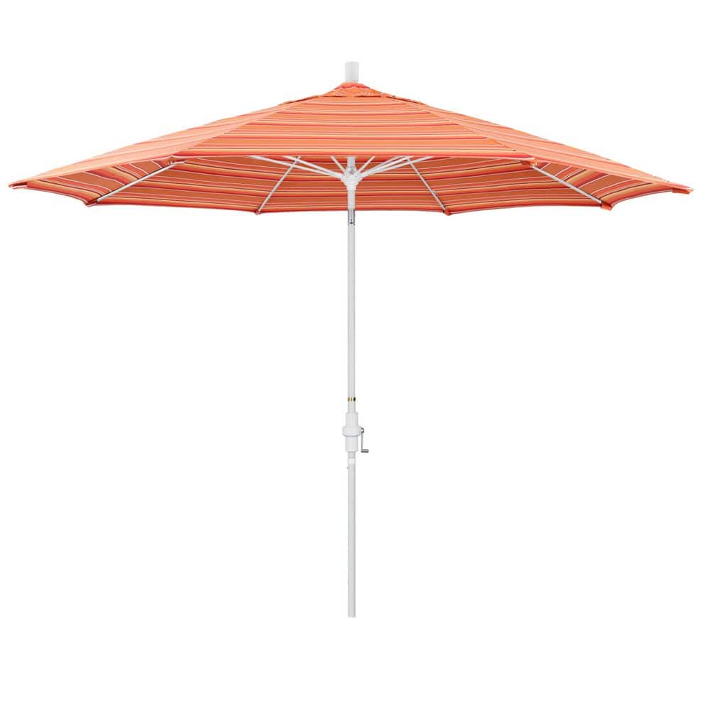 11 ft. Matted White Aluminum Market Patio Umbrella Fiberglass Ribs Collar Tilt Crank Lift in Dolce Mango Sunbrella price history on PriceWatchPro