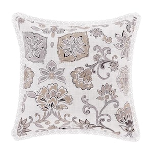 Chelsea Grey Polyester 16x16" Square Decorative Throw Pillow