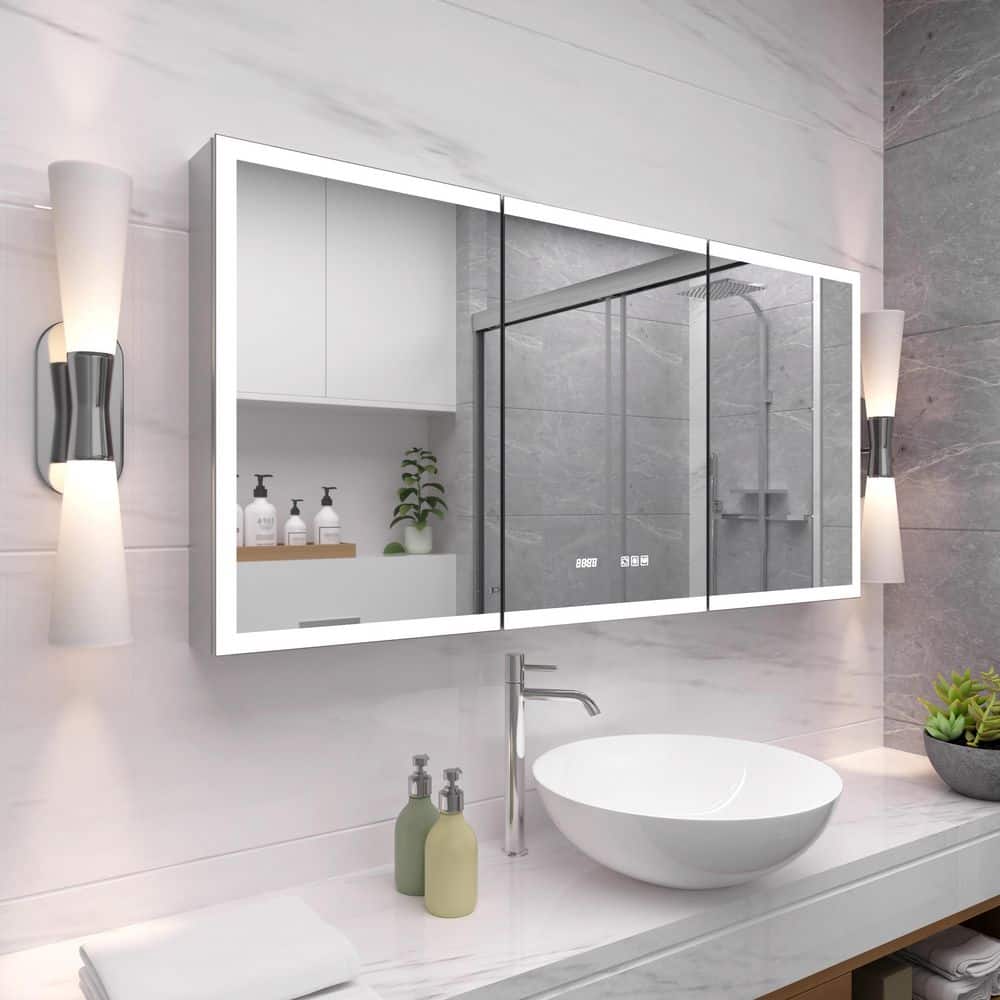 60 in. W x 30 in. H Rectangular Medicine Cabinet with Mirror and Lights LED, Recessed/Surface Wall Mount for Bathroom price history on PriceWatchPro