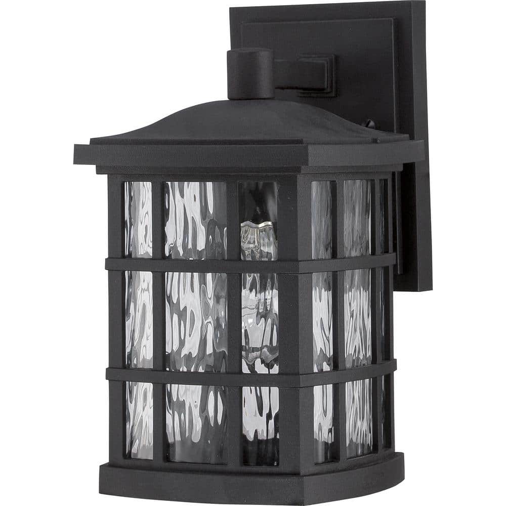 Mystic Black and Bronze Outdoor Wall Lantern with Clear Water Glass