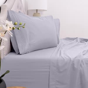 1800 Series 3 Piece Lilac Solid Color Microfiber Twin Sheet Set