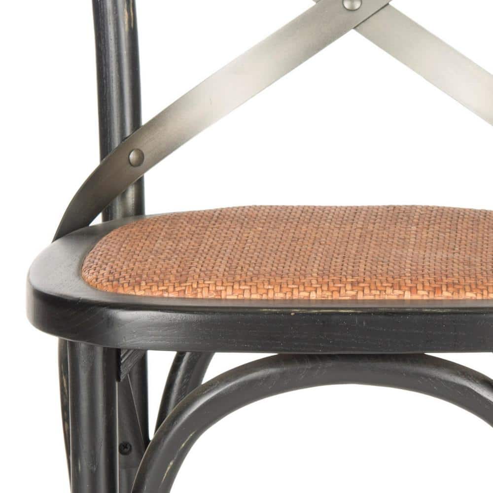 Eleanor Black and Oak X-Back Bar Stool