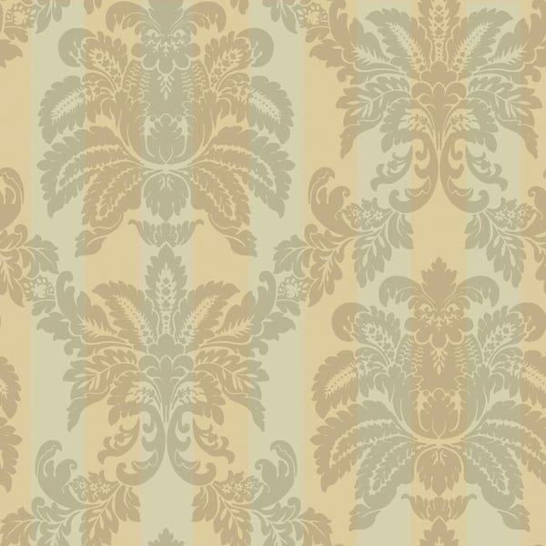 The Wallpaper Company 56 sq. ft. Grey And Beige Suede Damask Stripe Wallpaper