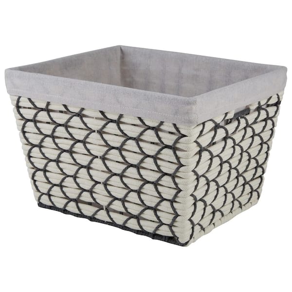 Small Cotton Shelf Bin Rope Woven Tote in White
