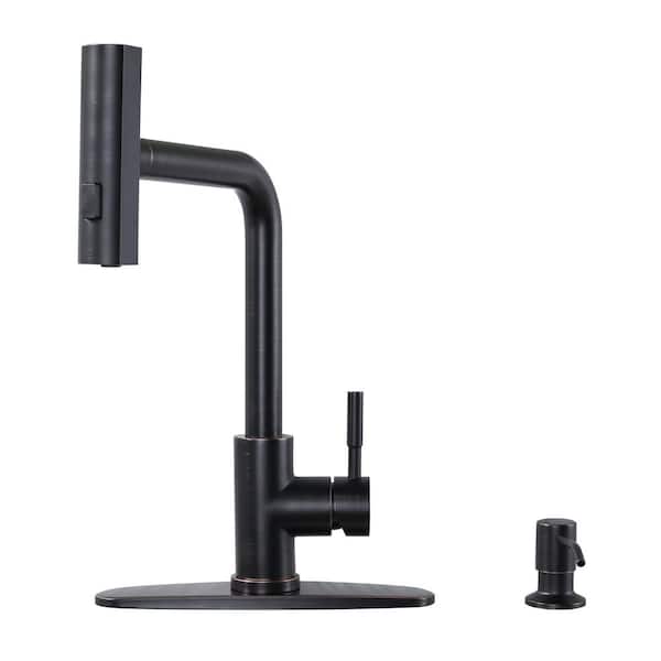 ARCORA Single-Handle High Arc Pull Down Sprayer Kitchen Faucet with Deckplate in Oil Rubbed Bronze