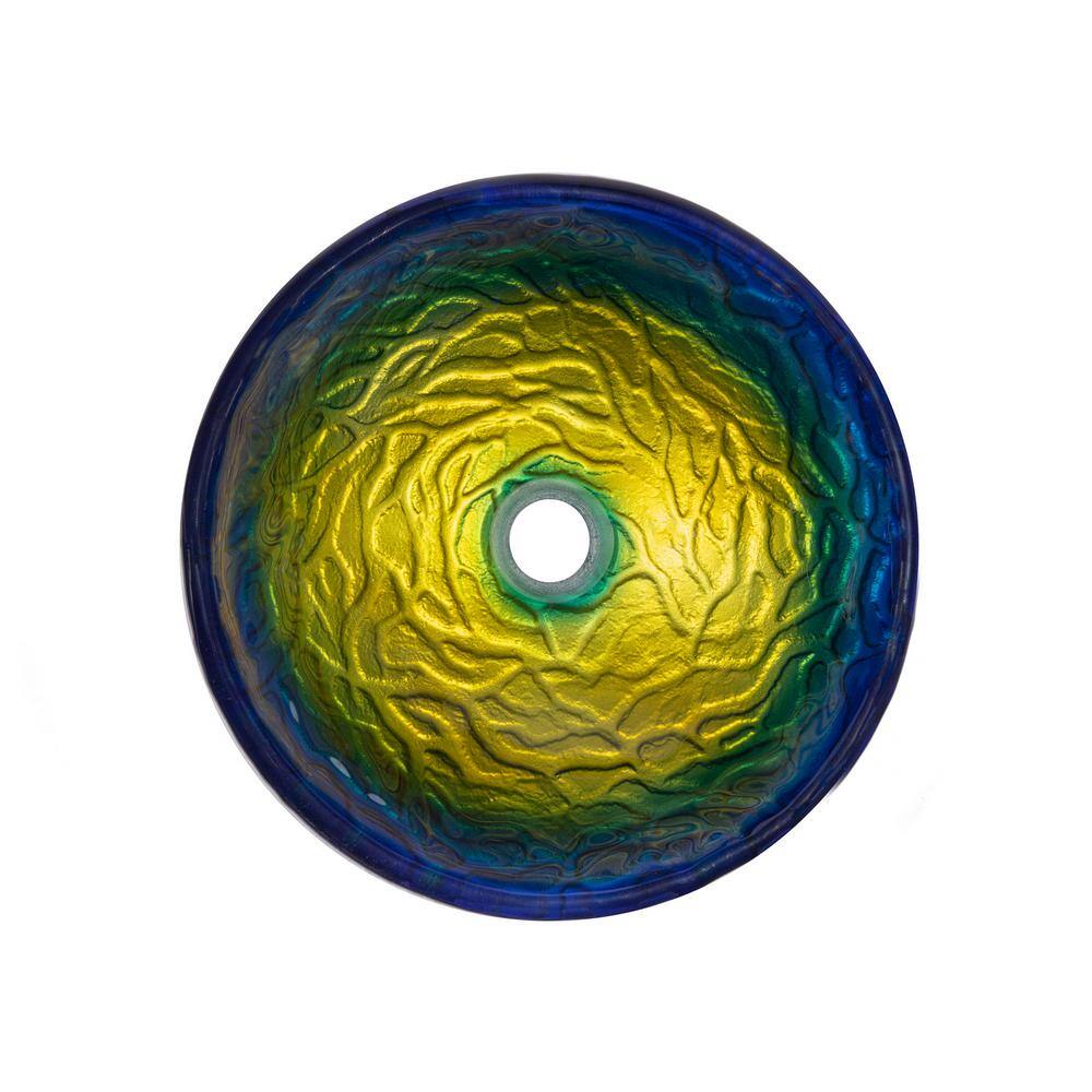 14.25'' Blue and Yellow Glass Vessel Sink