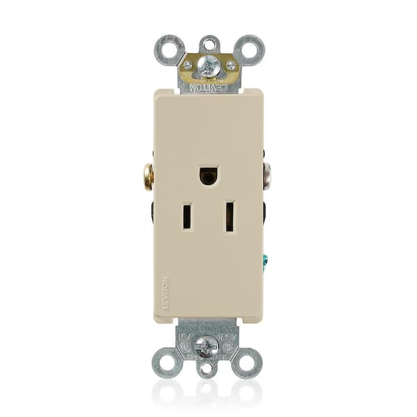 Leviton Decora Plus 15 Amp 125 V Single Outletreceptacle Ivory 1 Pack 16241 I 16241 I The 8478