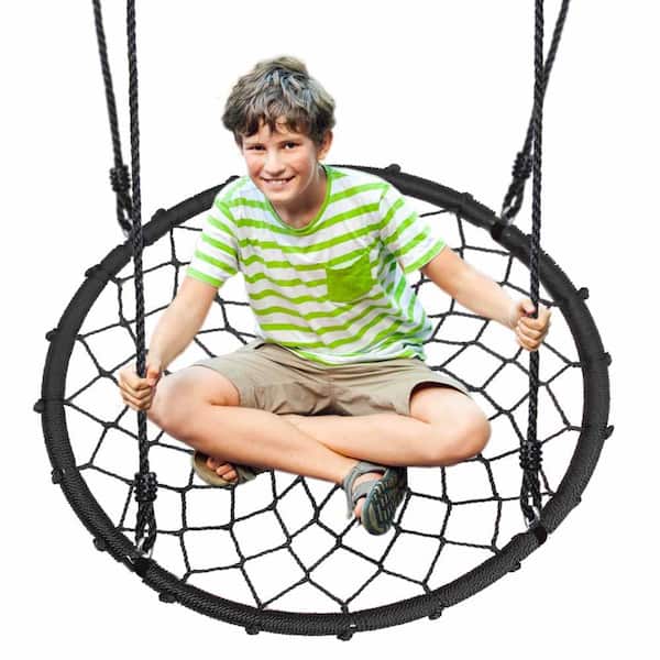 Children Outdoor Tree Hanging Disc Rope Swing Garden Park Gym Toy Yellow 