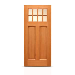 36 in. x 80 in. Universal Frosted Glass Modern Exterior Unfinished Mahogany Front Door Slab with Door Slab Only