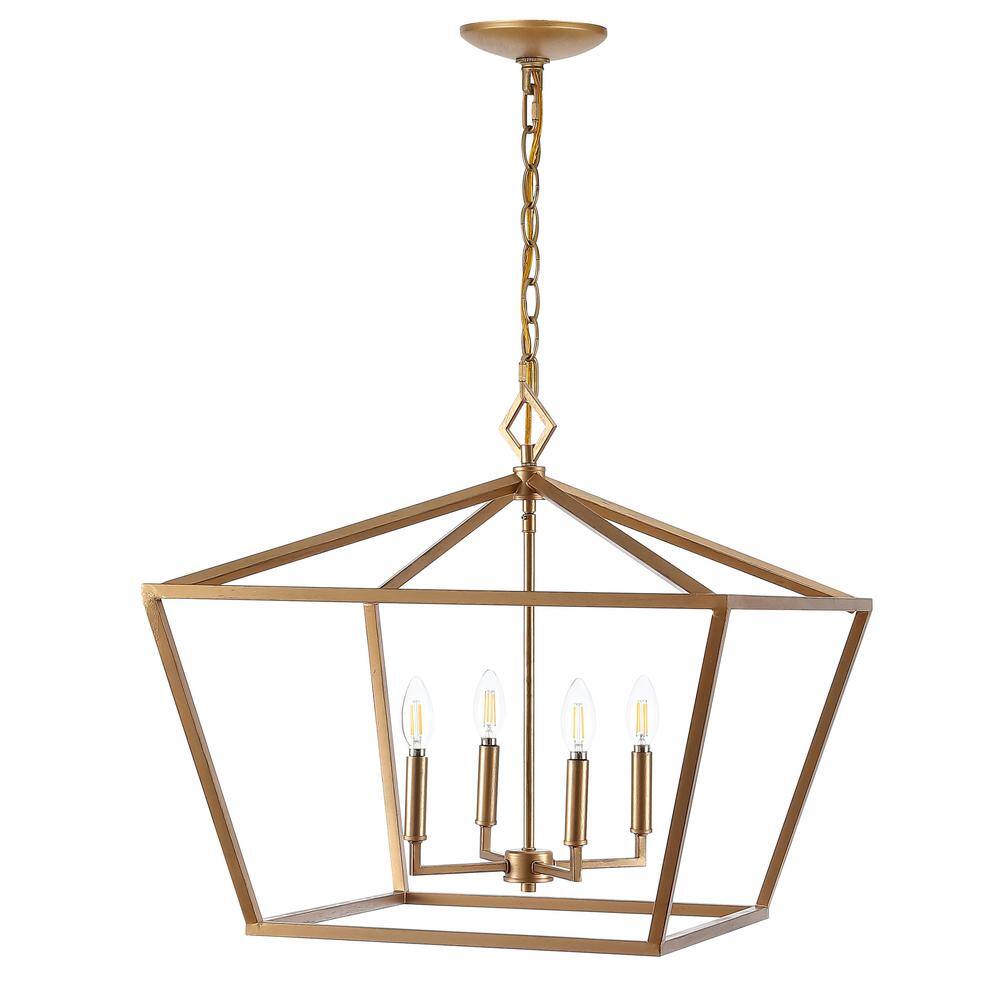 Gatsby 4-Light Polished Gold Iron Adjustable LED Lantern Pendant