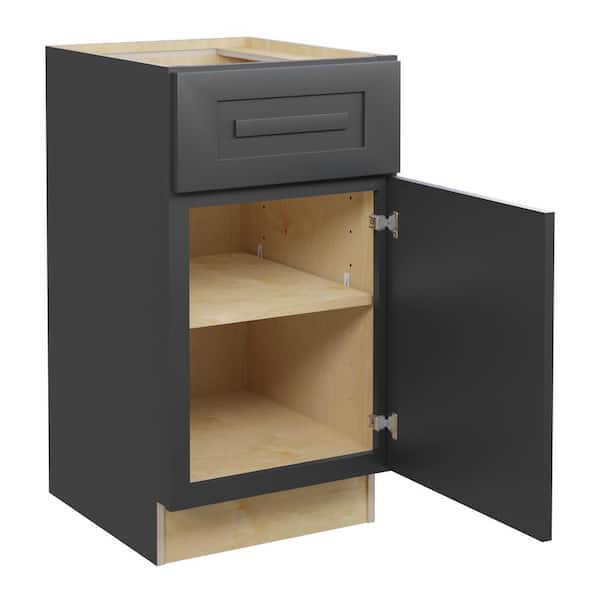Home Decorators Collection Grayson 18 in. W x 24 in. D x 34.5 in. H Assembled Plywood Base Kitchen Cabinet in Deep Onyx with Soft Close RH