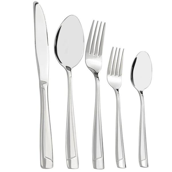 80-Piece Stainless Steel Flatware Set with Contemporary Handles, Service for 16