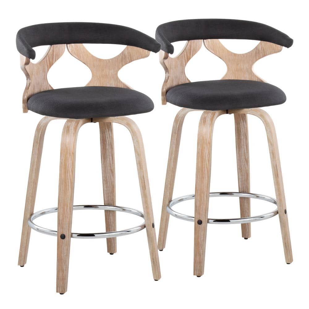 Set of 2 Gardenia Counter Height Barstools - LumiSource: Swivel, Upholstered, Foam-Filled