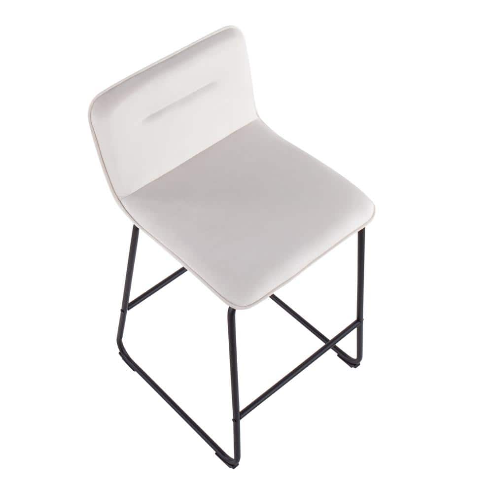 Beyonce 26" Gold Metal and Cream Velvet Modern Counter Stool Set