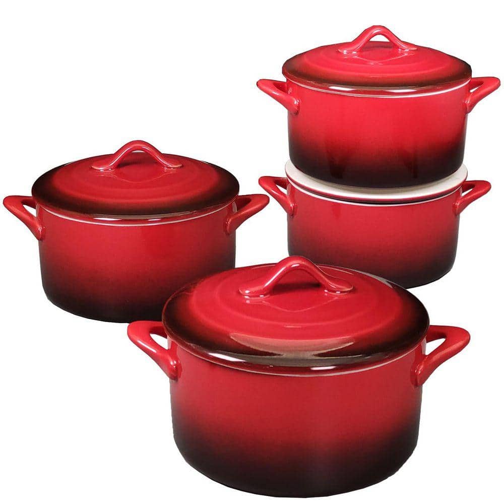 JFVKAF 6-Piece Round Ceramic Mini Cocotte Set Stoneware Casserole