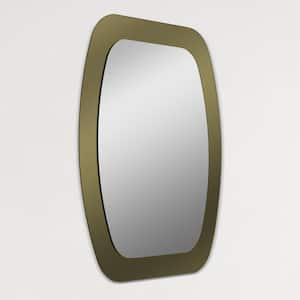 Sydney 23.6 in. W x 31.5 in. H Oval Frameless Double Layered Beveled Wall Mount Bathroom Vanity Mirror in Gold