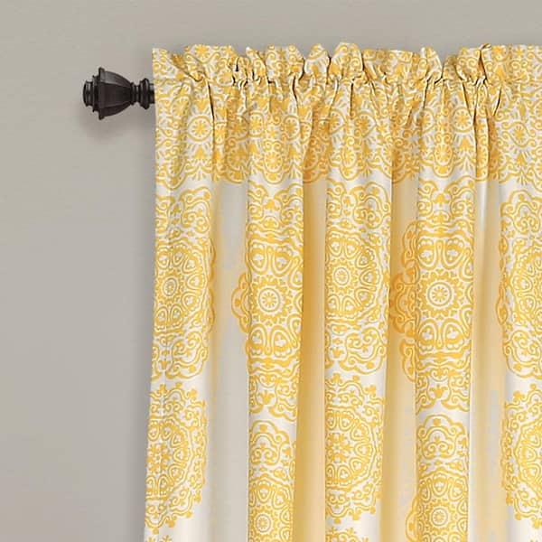 Lush Decor Yellow Solid Rod Pocket Room Darkening Curtain - 52 in