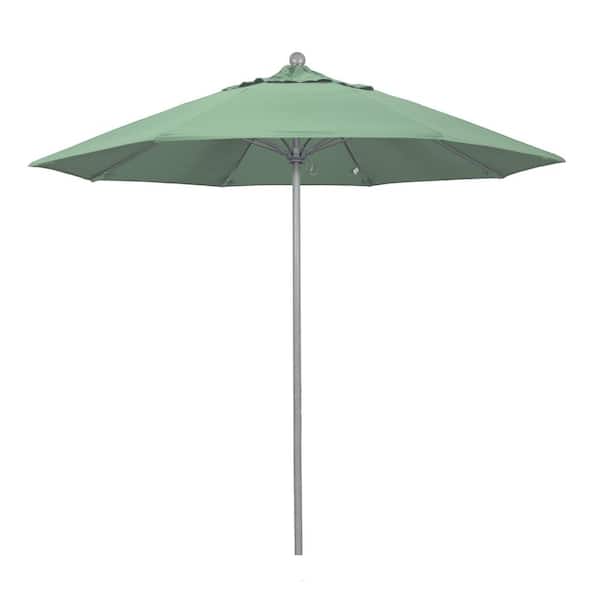 California Umbrella 9 ft. Gray Woodgrain Aluminum Commercial Market Patio Umbrella Fiberglass Ribs and Push Lift in Spa Pacifica
