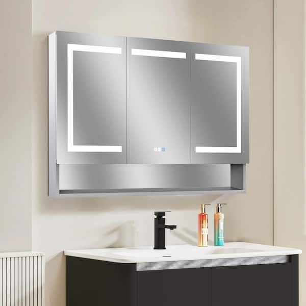 Satico 48 in. W x 32 in. H Rectangular Aluminum Medicine Cabinet 