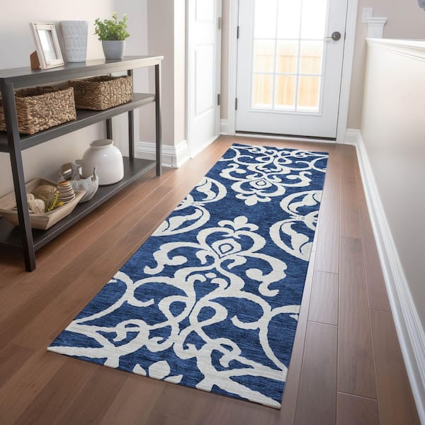 Addison Rugs Chantille Machine Washable Indoor/Outdoor Abstract ACN973 Navy 2 ft. 3 in. x 7 ft. 6 in. Area Rug