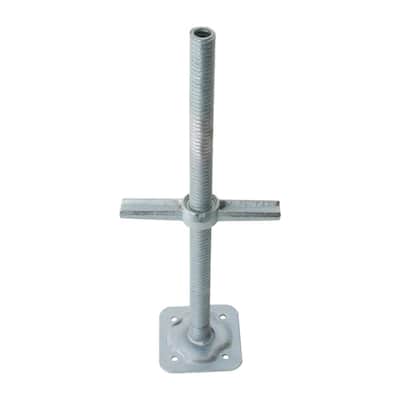 24-inch Galvanized Steel Adjustable Leveling Jacks with Heavy-Duty Base Plate and Wing Nut Screw for Scaffolding Frames
