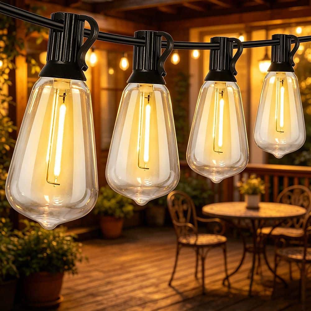 TOTONOE LIGHT LEDライト 13 Light 25 ft. Black Outdoor Hardwired Edison ST38 LED Patio