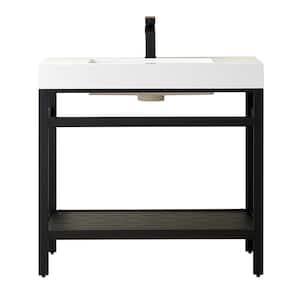 Ablitas 36 in. W x 20 in. D x 34 in. H Bath Vanity in Matt Black with White Composite Stone Top