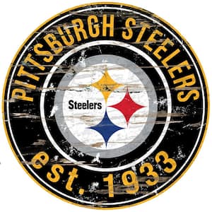 24" NFL Pittsburgh Steelers Round Distressed Sign