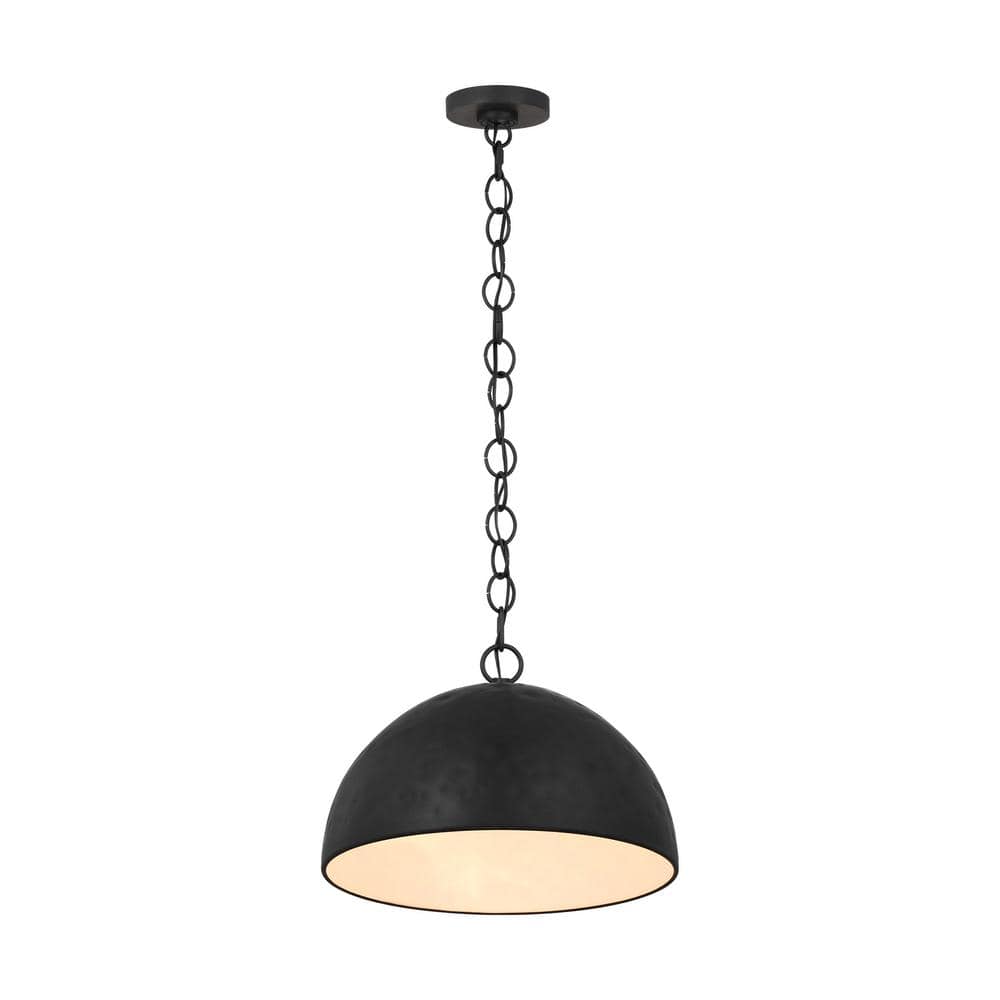 Aged Iron Dome Single Light Pendant with Chain