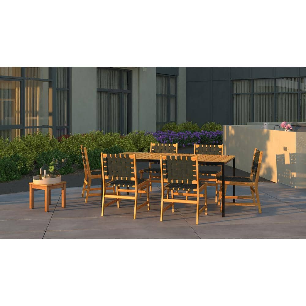 Sava Teak-Toned Acacia Wood Armless Dining Chair
