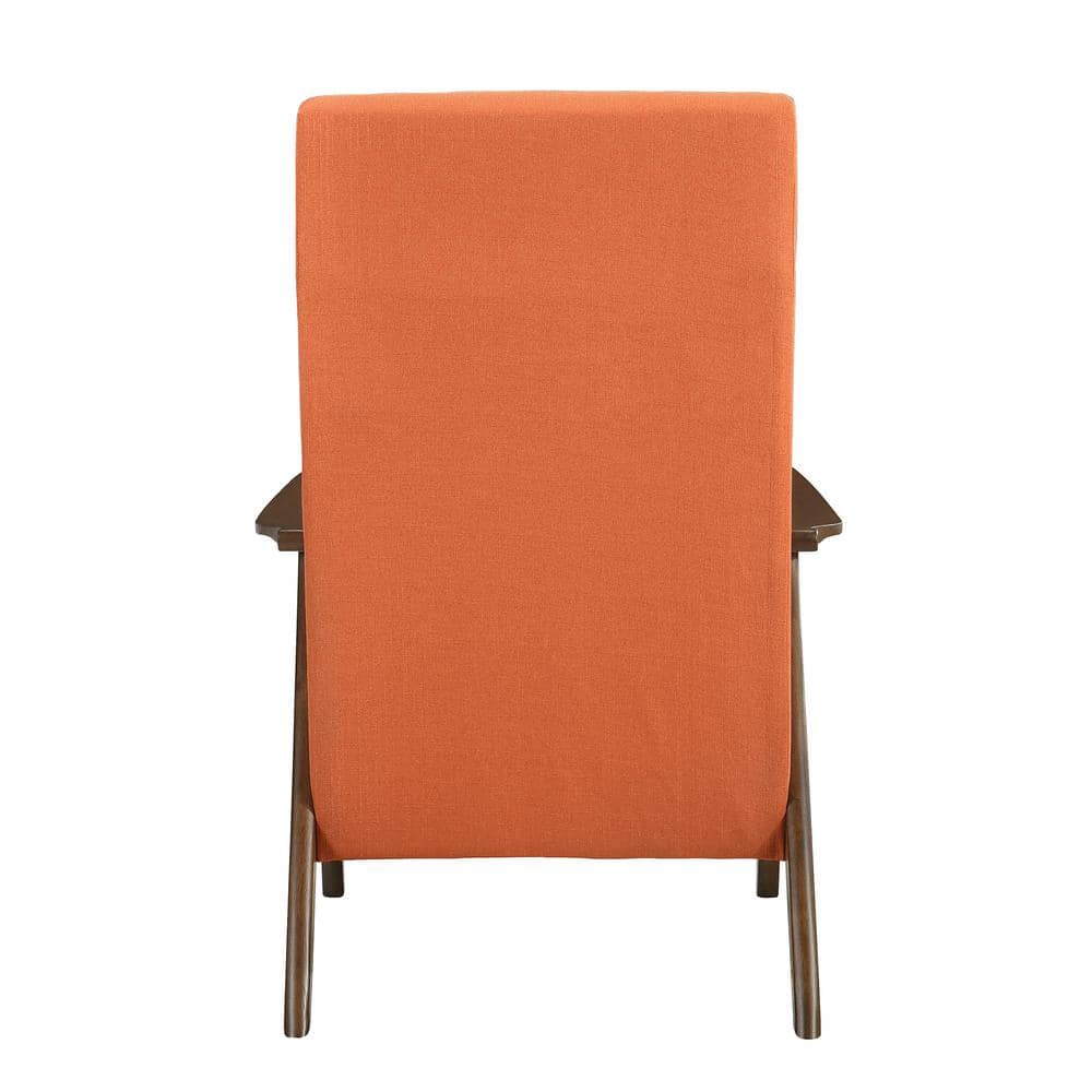 Kalmar Mid-Century Orange Linen and Wood Accent Chair