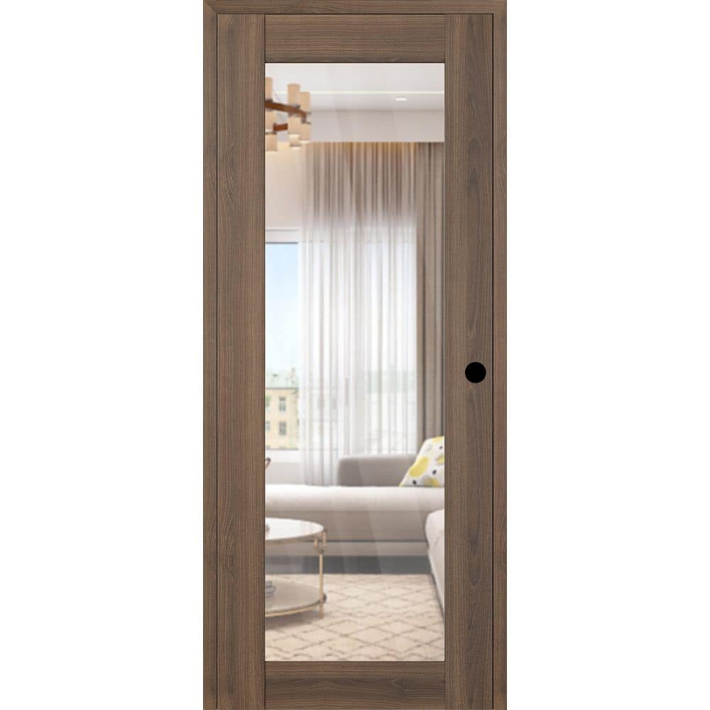 Vona 207 DIY-Friendly 28 in. x 84 in. Left-Handed Clear Glass Pecan Nutwood Composite Single Prehung Interior Door price history on PriceWatchPro
