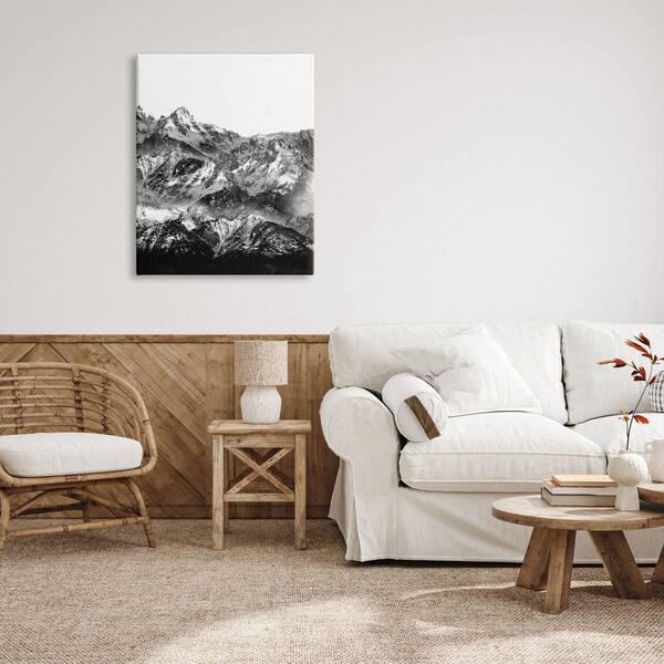 Stupell Industries Snow Cap Mountain High Contrast Black White