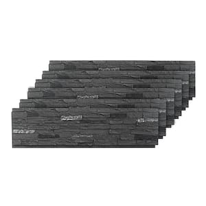 1.2 in. x 3.8 ft. x 1 ft. Faux Stone Roman Black Polyurethane Decorative Wall Paneling (6-Pack)