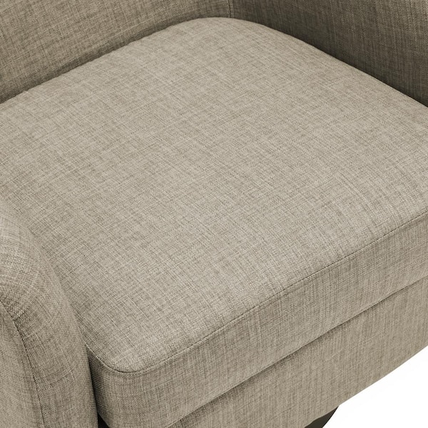 Uixe Light Brown Polyester Upholstered 360°Swivel Arm Chair