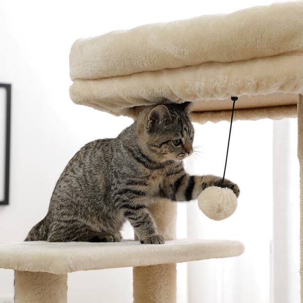 Foobrues Cat Tree for Indoor Cats 42 in. Multi Level Cat Tower with Sisal Covered Scratching Posts and Spacious Condo L W79633959 The Home Depot