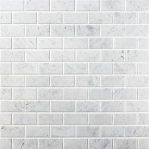 Beveled White Carrera 12 in. x 12 in. x 8 mm Marble Floor and Wall Tile