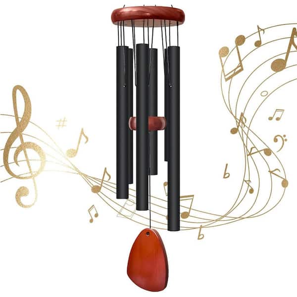 37 in. Aluminum Wind Chimes-Deep Soothing Tone, Weather-Resistant Decor and Gift Idea for Garden, Patio, Porch in Black