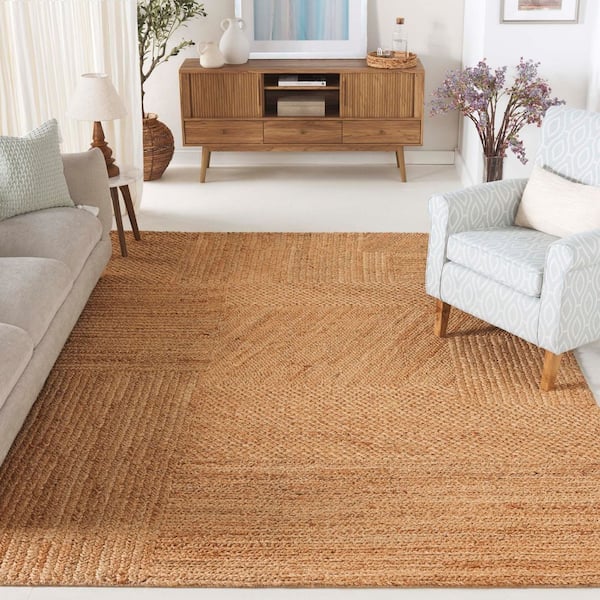 Natural Fiber 8 ft. x 10 ft. Natural Woven Solid Geometric Area Rug