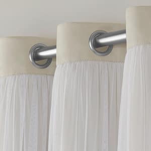 Catarina Sand Solid Lined Room Darkening Grommet Top Curtain, 52 in. W x 63 in. L (Set of 2)