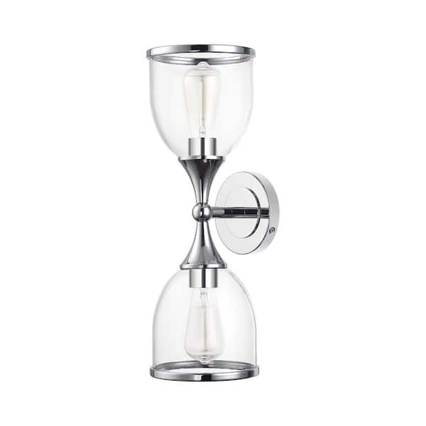Livex Lighting Ashridge 6.5 in. 2-Light Polished Chrome Vanity Light with Mouth Blown Clear Glass