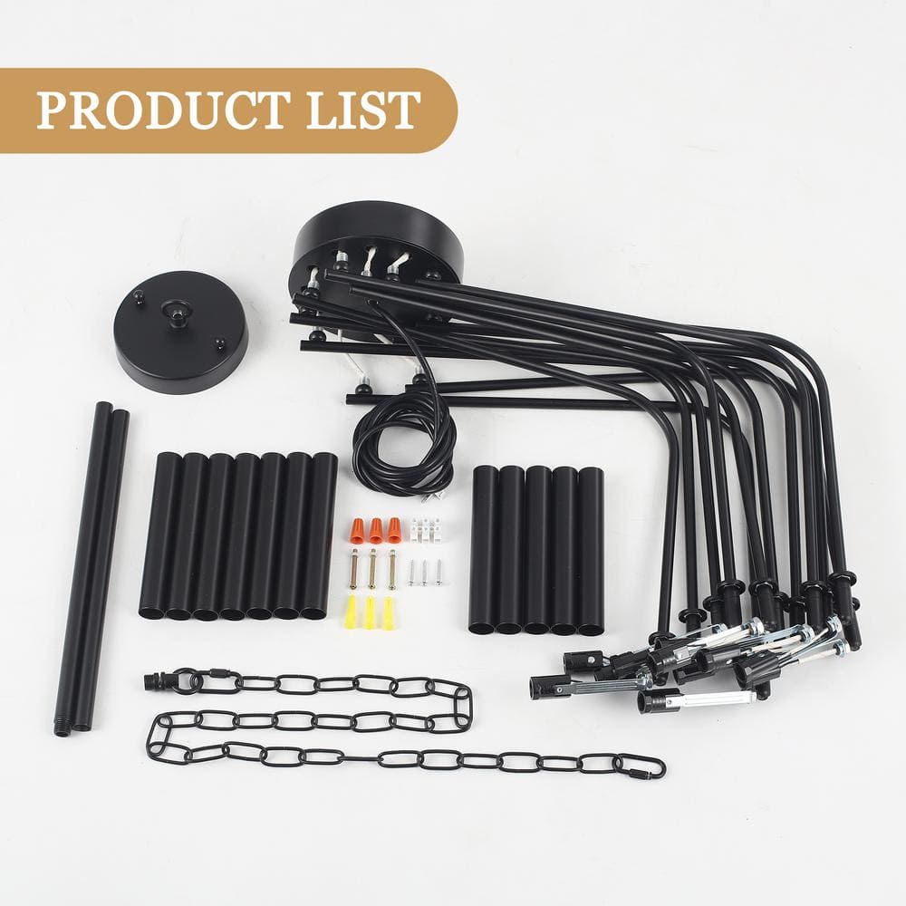 Matte Black 12-Light Candle Style Chandelier
