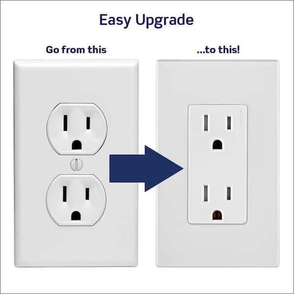 Leviton - Decora 15 Amp 125 V Tamper Resistant Duplex Outlet/Receptacle, White (1-Pack) E5325-SW