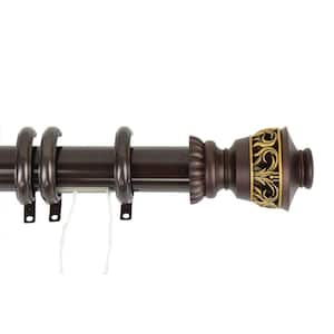 48 in. - 84 in. Lattice Decorative Traverse Rod with Rings in Mahogany