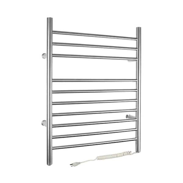 WarmlyYours Infinity 10-Bar Plug-In Towel Warmer in Silver Brushed Stainless Steel