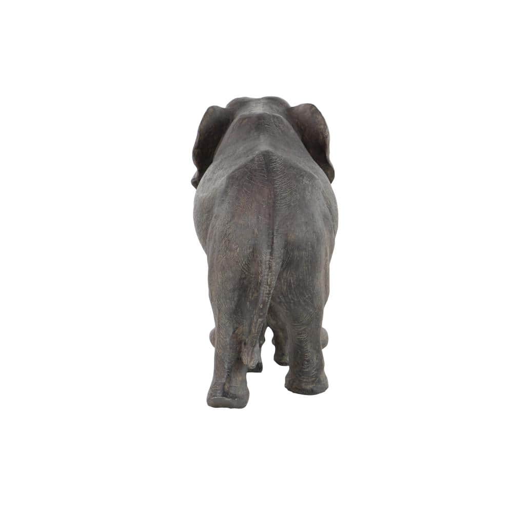 Gray Resin Elephant Mother and Calf Sculpture