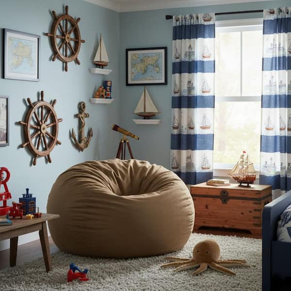 Homy Casa Prota Large Mocha Brown Microfiber Bean Bag Chair with