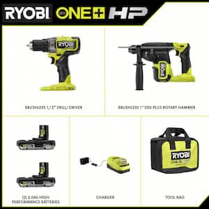 ONE+ HP 18V Brushless Cordless 2-Tool Combo Kit w/Drill/Driver, SDS-Plus Rotary Hammer Drill, Batteries, Charger, & Bag